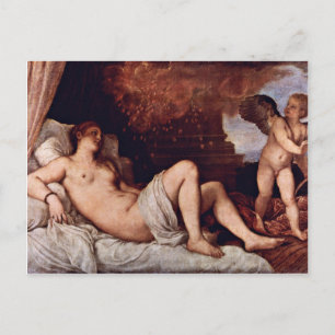 Danae. Von Tizian (beste Qualität) Postkarte