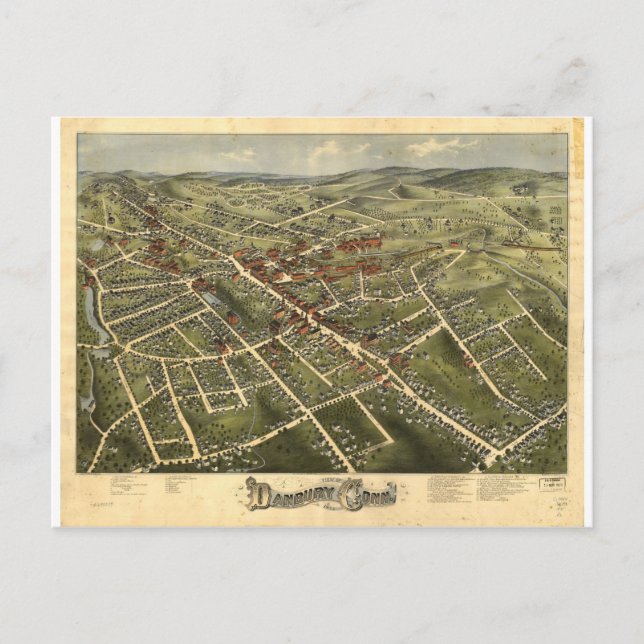 Danbury Connecticut 1875 Postkarte (Vorderseite)