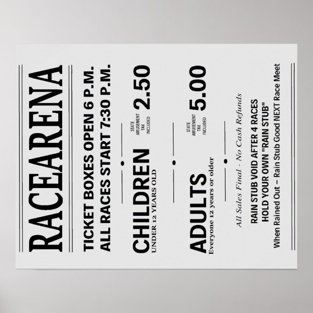 Danbury Fair Racearena Ticket Signaturreproduktion Poster (Vorne)