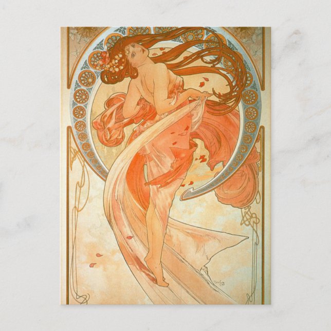 "Dance" - Art Nouveau - Alphonse Mucha Postkarte (Vorderseite)