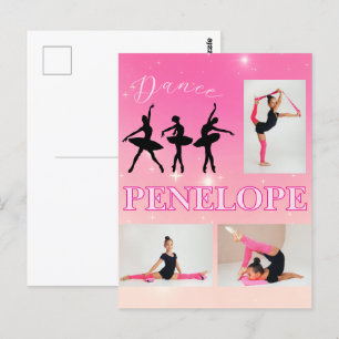 Dance Ballet Pink Gradient 3 Foto Personalisiert Postkarte