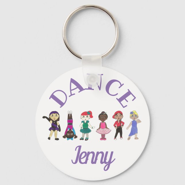 DANCE Ballet Stich Jazz Personalisiert Ballerina G Schlüsselanhänger (Vorderseite)