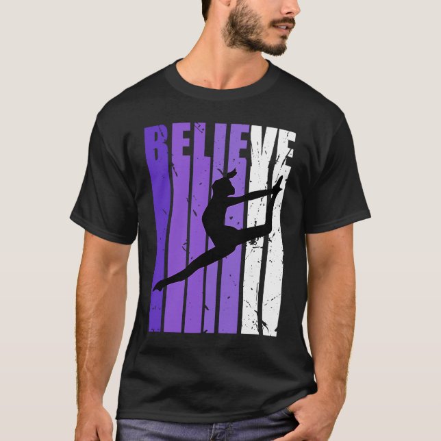 Dance Believe Silhouette Colorful Purple Leaping T-Shirt (Vorderseite)