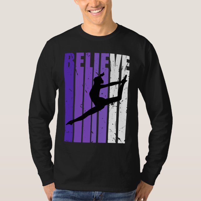 Dance Believe Silhouette Colorful Purple Leaping T-Shirt (Vorderseite)