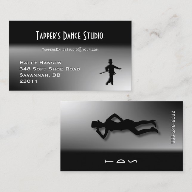 Dance Business Card - Black n Silver Visitenkarte (Vorne/Hinten)