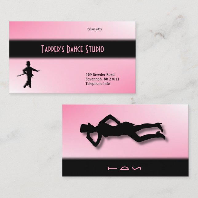 Dance Business Card gestochen - Rosa Visitenkarte (Vorne/Hinten)