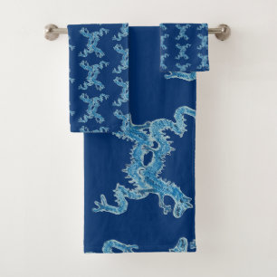Dance Chinese Blue Dragon CC Badetuch Set