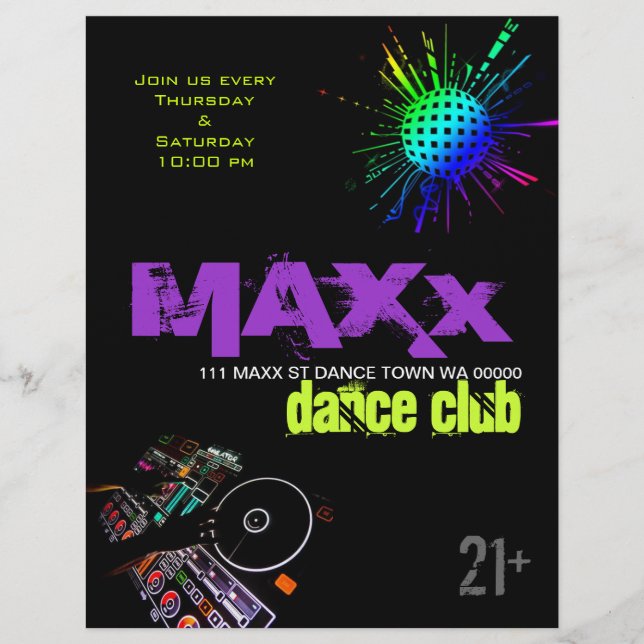 Dance Club DJ Disco Ball Flyer Einladung (Vorne)