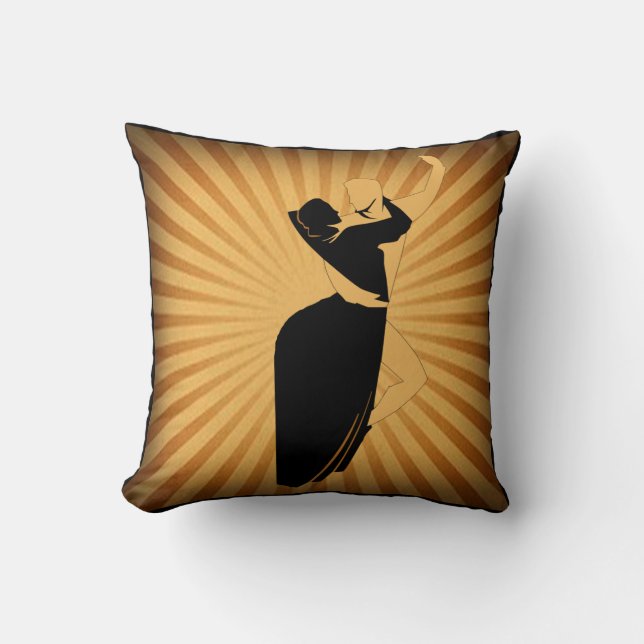 Dance Couple Tan und Black Throw Kissen (Vorderseite)
