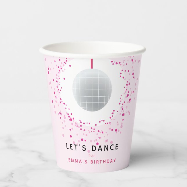 Dance Disco Ball Party Custom Pink Black Party Pappbecher (Vorderseite)