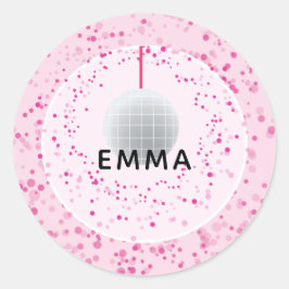 Dance Disco Ball Party Custom Pink Black Party Runder Aufkleber