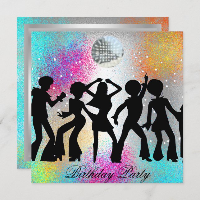 Dance Disco Birthday Party - Psychodelikte Einladu Einladung (Vorne/Hinten)