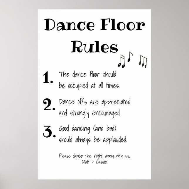 Dance Floor Rules Wedding Decor Signing Poster (Vorne)