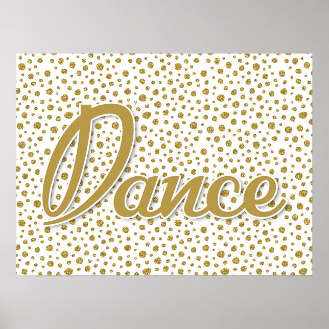 Dance Gold Dots - Gold White Dancing Poster (Vorne)