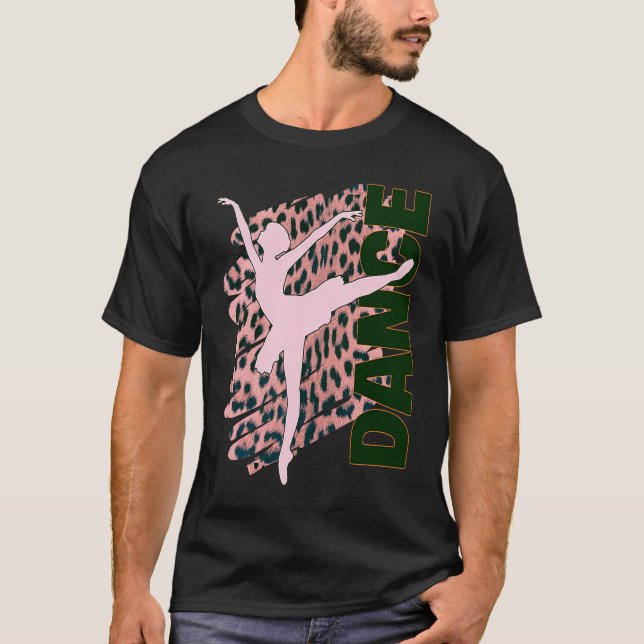 Dance Hot Pink Leopard Print Ballerina Dancer Teac T-Shirt (Vorderseite)