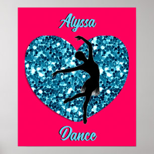 Dance Hot Pink und Türkis mit Personalisiertem Nam Poster