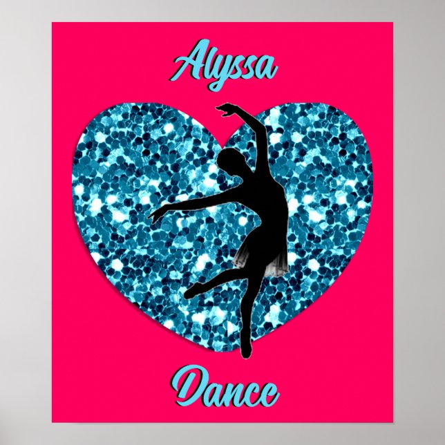 Dance Hot Pink und Türkis mit Personalisiertem Nam Poster (Vorne)