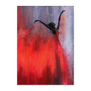 Dance Lady in Red Acrylic Print Acryl Wandkunst