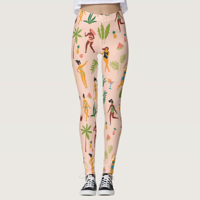 Dance Ladys, Palm Blätter Muster. Leggings (Vorderseite)