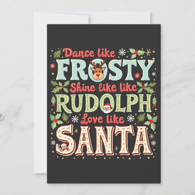 Dance like Frosty Shine like Rudolph Liebe Einladung (Vorderseite)