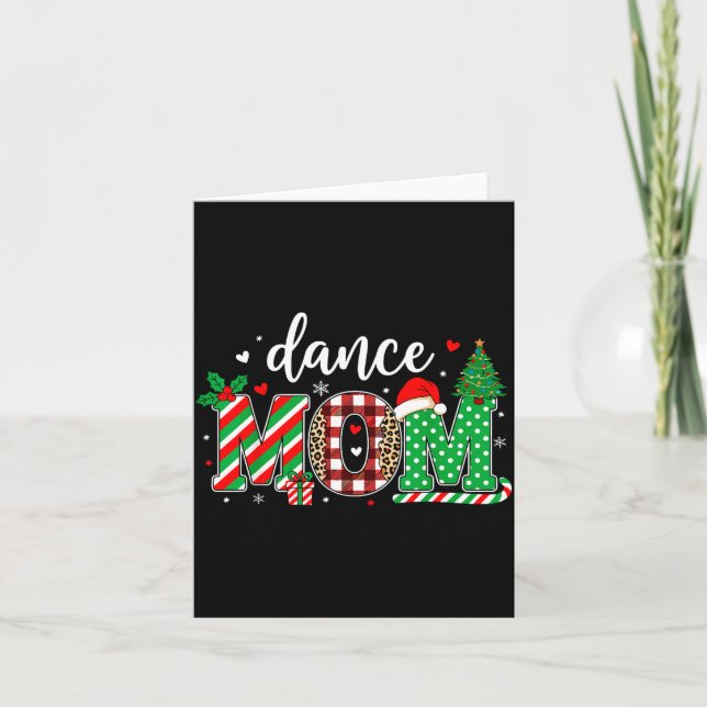 Dance Mom Christmas Buffalo Plaid Leopard Santa Ha Karte (Vorderseite)