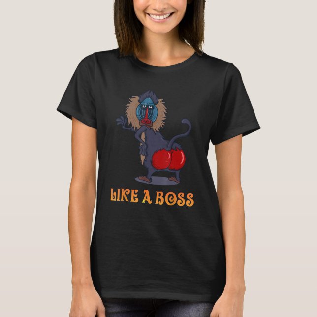 Dance Monkey - Wie ein Boss Baboon Affe mit Rot T-Shirt (Vorderseite)
