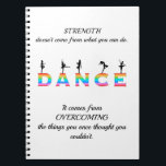 Dance, multicoloured notizblock<br><div class="desc">Inspirational Quote,  Dance,  multicoloured with female silhouette</div>