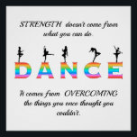 Dance, multicoloured poster<br><div class="desc">Inspirational Quote,  Dance,  multicoloured with female silhouette</div>