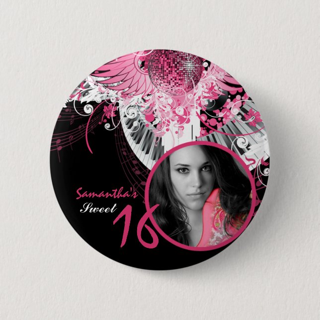 Dance Music Disco Ball Piano Music Support Schaltf Button (Vorderseite)