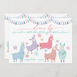 Dance no Drama Llamas Drive by Birthday Party Einladung
