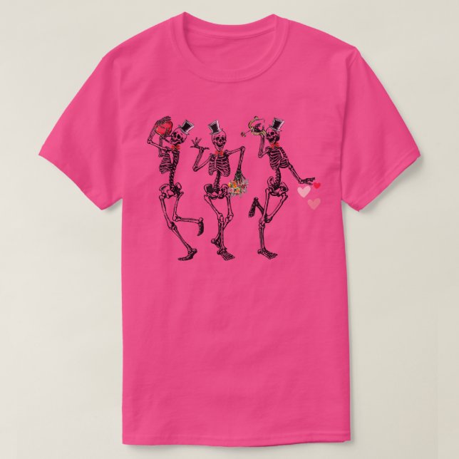 Dance of Death Macabre Skeleton Funny Valentines D T-Shirt (Design vorne)