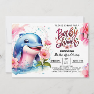 Dance of Dolphins Girl Baby Shower Einladung