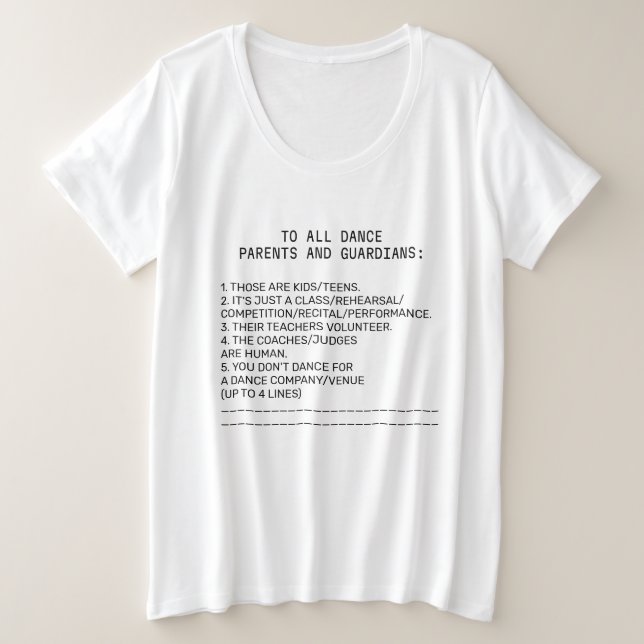 Dance Parent Erinnerung Apple Große Größe T-Shirt (Design vorne)