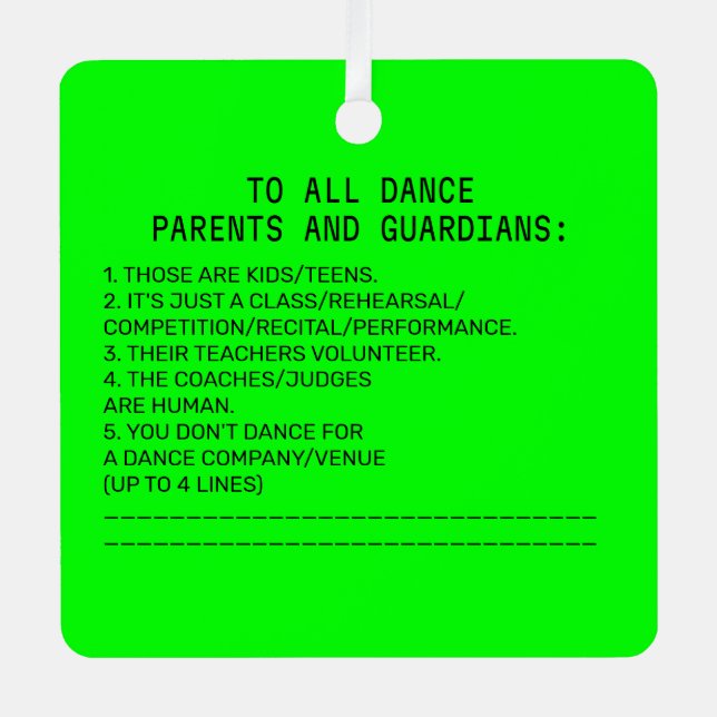 Dance Parent Erinnerung Apple Limon Ornament Aus Metall (Vorderseite)