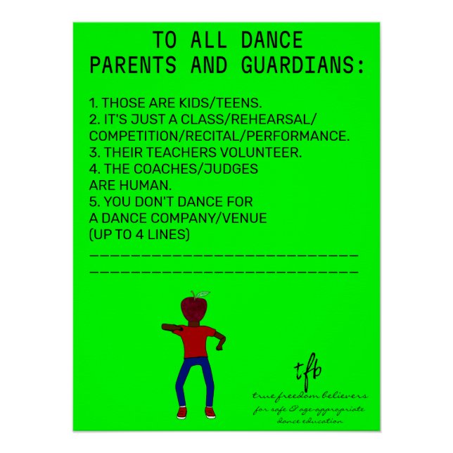 Dance Parent Erinnerung Apple Limon Poster (Vorderseite)