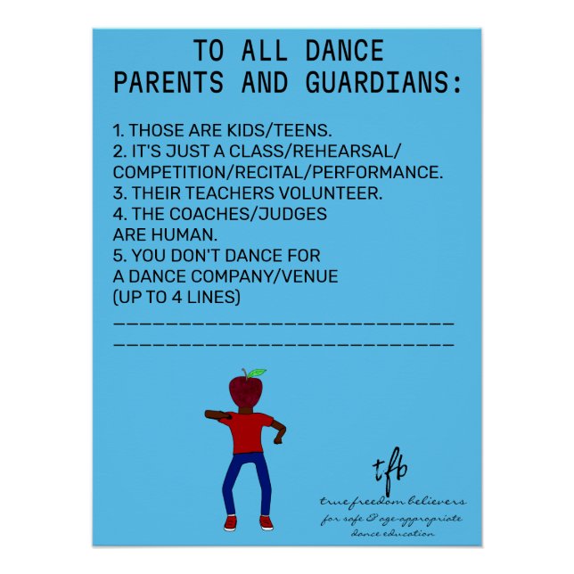 Dance Parent Erinnerung Apple Sky Blue Poster (Vorderseite)