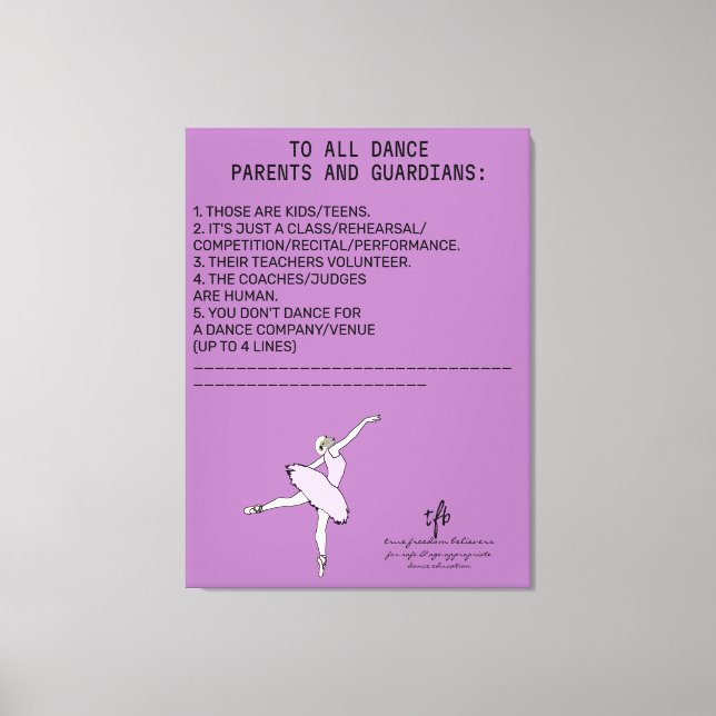 Dance Parent Erinnerung Sheep Lavender Leinwanddruck (Vorderseite)