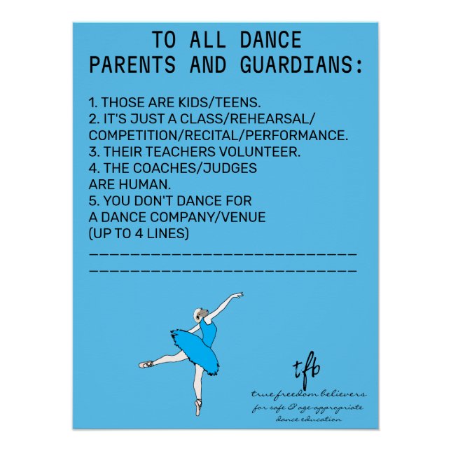 Dance Parent Erinnerung Sheep Sky Blue Poster (Vorderseite)
