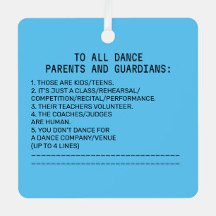 Dance Parent Reminder Banana Sky Blue Ornament Aus Metall
