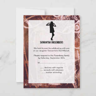 Dance Party Bat Mitzvah UAWG Reply Card RSVP Karte