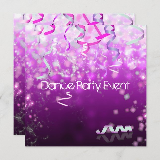 Dance Party Event Streamers Einladung (Vorne/Hinten)