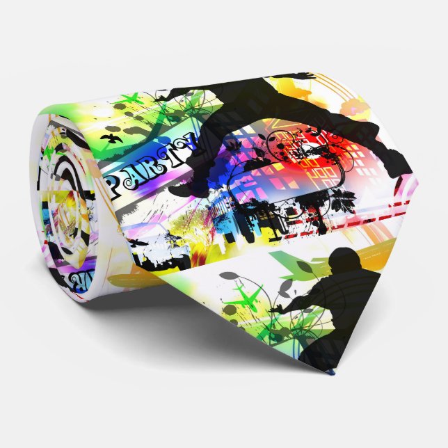 Dance Party Graffiti Krawatte (Gerollt)