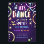 Dance Party Neon Glow Disco Einladung<br><div class="desc">Ich finde es toll,  Ihre Gäste zum Geburtstag einzuladen! Dance Party Music Neon Glow für ein Mädchen Geburtstag.</div>