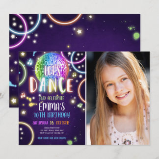 Dance Party Neon Glow Disco Zum Geburtstag Einladu Einladung