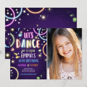 Dance Party Neon Glow Disco Zum Geburtstag Einladu Einladung