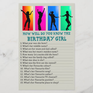 Dance Party Wie gut kennst du das Geburtstagsmädch