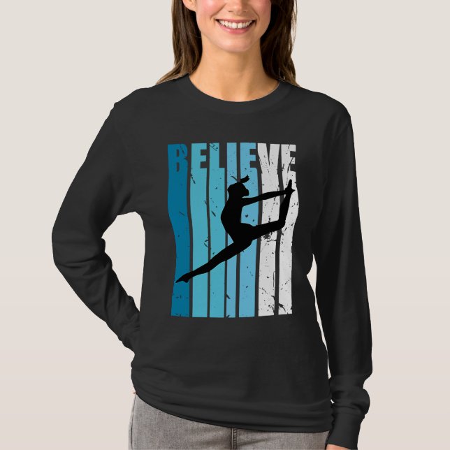 Dance Retro Believe Turquoise Dancer Dancing Fan W T-Shirt (Vorderseite)
