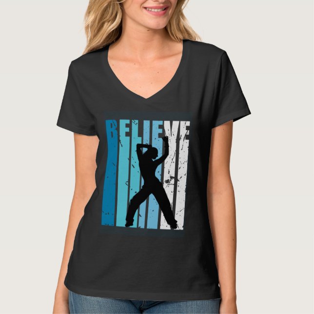 Dance Retro Believe Turquoise Girl Dancer Fan Woma T-Shirt (Vorderseite)