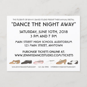 Dance School Studio Annual Erwägungsgrund Show Einladungspostkarte