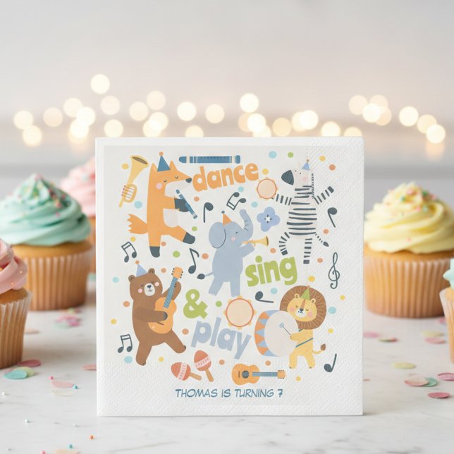 Dance sing and play kids birthday serviette (Von Creator hochgeladen)